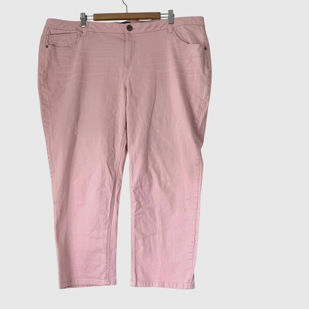 Democracy Cropped Jeans Women 22W Pink Flex-ellent Stretch Pastel Coastal Summer